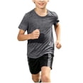 thumbnail image 2 of SGFCWSX Boys 2 Piece Athletic Outfits Summer Quick Dry Short Sleeve T Shirt Shorts Sports Set for Teens Gray Size 13, 2 of 9