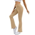 thumbnail image 2 of Amzcrzy Pantalones Yoga Mujer Color Liso - Cintura Elástica, Control Abdominal, Corte Acampanado, Leggings Elásticos Cómodos, Bolsillos S-2XL Marrón, 2 of 6