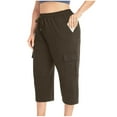 thumbnail image 6 of FRSASU Plus Size Capris for Women Solid Loose Drawstring Workout Sweat Pants with Pockets Brown XXXL(XXXL), 6 of 9