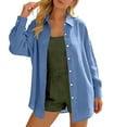 thumbnail image 1 of Craaazy Women's Relaxed Fit Collared Blouse, Solid Color Long Sleeve Button Down Top, Loose Comfy Cotton Casual Shirt for Spring & Fall Gifts, 1 of 5