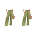 thumbnail image 1 of Qarigey Señoras verano primavera pantalones bolsillos largo suelto Casual pierna ancha elástico moda para salón Streetwear amarillo verde Amarillo verde XXXL 2piezas, 1 of 1