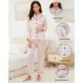 thumbnail image 5 of Womens Satin Pajamas Sets Long Sleeve Striped Silk Pajamas for Women 2-Piece Women Button Down Pajamas Set with Long Pants Soft Silk Sleepwear Set Satin Loungewear for Women, S-XXL, 5 of 11