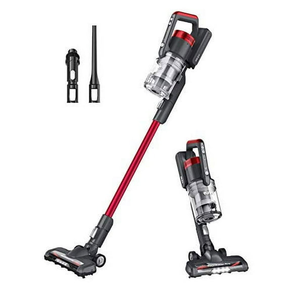 EUREKA RapidClean Pro Lightweight Cordless Vacuum Cleaner, High Efficiency Powerful Digital Motor LED Headlights, Convenient Stick and Handheld Vac, Essential Red