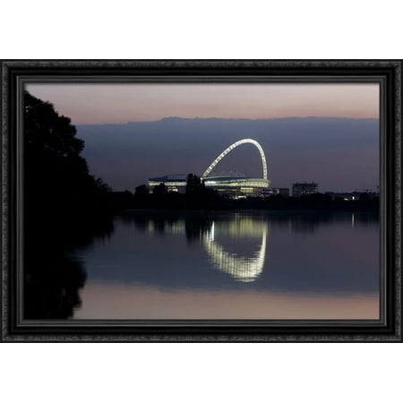 Wembley Stadium 40x28 Large Black Ornate Wood Framed Canvas Art