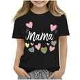 thumbnail image 3 of Jinhomg Toddler Mothers Day Shirt Cute Letter and Heart Graphic Tees Lightweight Comfy Short Sleeve Crew Neck T-Shirrs Kid Boys Girls Holiday Tops Black 5-6Years, 3 of 5