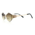 thumbnail image 6 of Luxury Retro Rimless Diamon Shape Hustler Metal Frame Sunglasses Gold - Brown, 6 of 8