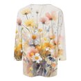 thumbnail image 4 of Wanfds Hauts à Manches 3/4 pour Femmes Mode Tendance Col Rond Manches Trois-Quarts TG, 4 of 5