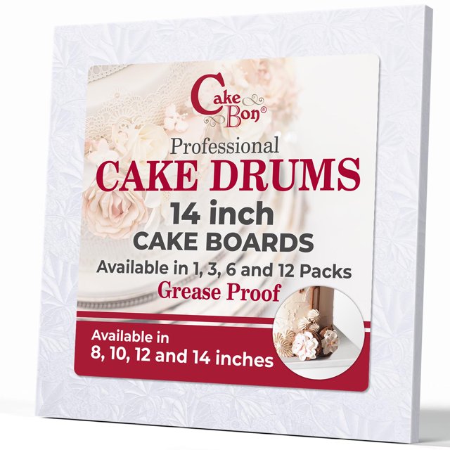 Tablas para tartas Cakebon, cuadradas, 14 pulgadas, blancas, 1,3 cm de grosor, paquete de 6
