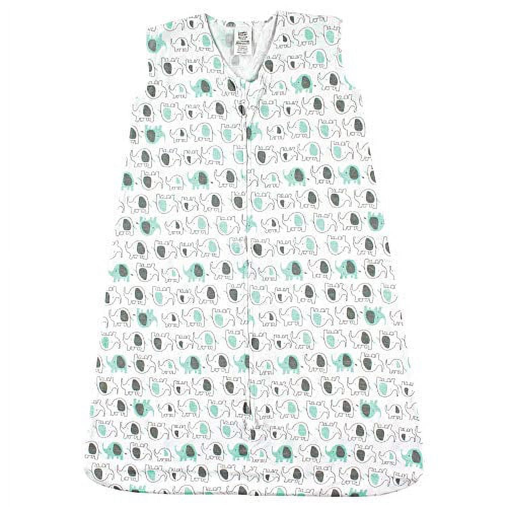 Luvable Friends Baby Sleeveless Jersey Cotton Sleeping Bag, Sack, Blanket, Mint Elephants Jersey, 6-12 Months