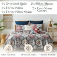 thumbnail image 2 of Southshore Fine Living, Inc. Oversized King Quilt Bedding Set 7-Pieces with 2 Pillow Shams, 2 Euro Shams, 2 Throw Pillows, Boho Bedding Set for King and California King Beds, Kilim Blue & Red, 2 of 9