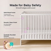 HARPPA White Convertible Baby Crib, GREENGUARD Gold Certified Full Size Crib for Babies and Toddlers, Modern Nursery Bed with Adjustable Heights