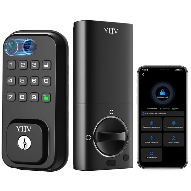 Cerradura de puerta inteligente YHV CA02 con huella digital WiFi Alexa Google