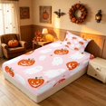 thumbnail image 5 of Homewish Ghost Pumpkin Twin Sheets for Girls, Happy Halloween Themed Bedding, Pink Orange White, 3pcs (1 Flat Sheet, 1 Fitted Sheet and 1 Pillowcase), 5 of 6