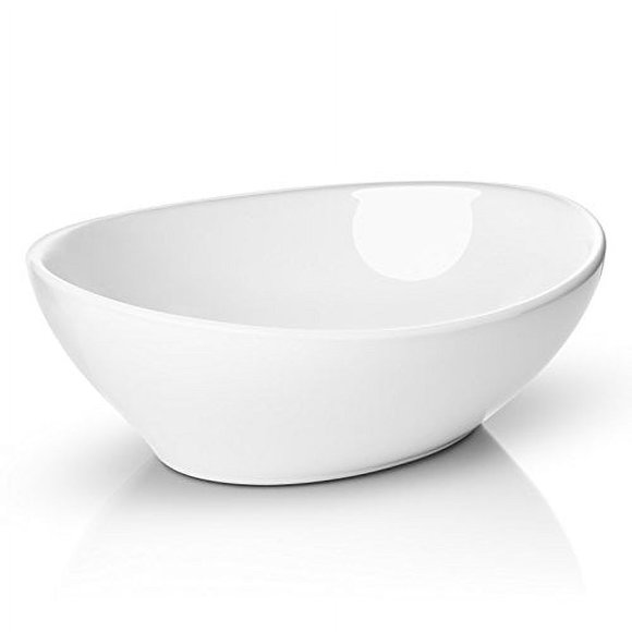 Miligore 16" x 13" Oval White Ceramic Vessel Sink - Modern Egg Shape Above Counter Bathroom Vanity Bowl