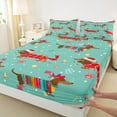 thumbnail image 3 of Feelyou Brown Dachshund Child Queen Sheet Sets, Kawaii Christmas Animal Flat Sheet, Cartoon Bowknot Bell Queen Fitted Sheet, Microfiber Bedroom Decor, 4pcs, 3 of 7
