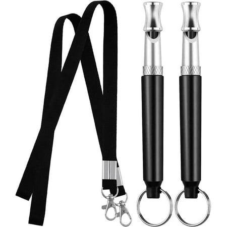 Dog Whistle 2 PACK Ultrasonic Dog Whistle to Stop Barking Neighbors Dog Professional Recall Dog Training Whistles Adjustable Ultrasonic Silent Dog Whistle to Stop Barking Control Devices Lanyard