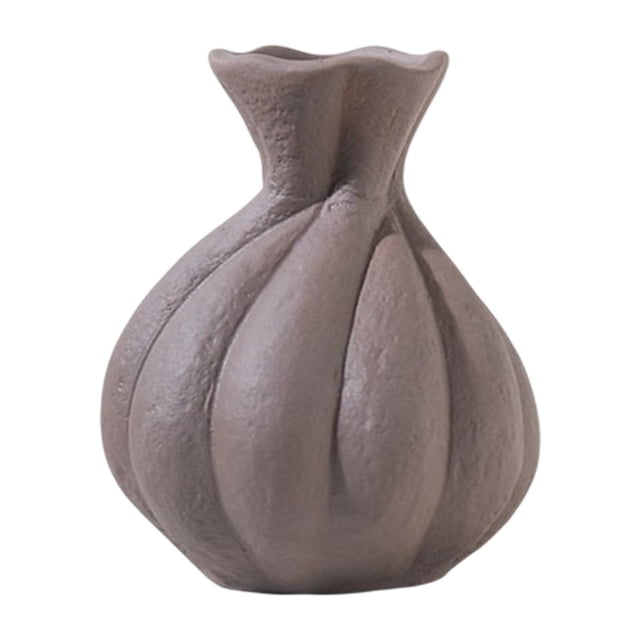 Vase de flores de cerámica Container floral Floral Desktop Ornament Jarrón decorativo para mesa de café Amplio Estante de hechos Regalo de Marrón