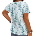 thumbnail image 2 of CLOOCL Summer Blouse Leaves Printed Short Sleeve Shirt Plus Size Women Clothing, 2 of 6