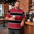thumbnail image 2 of GrmtClth Men's Big & Tall Minimalist Simple Multi-Tone Stripe Tee Short Sleeve Collared Ultra Lightweight Golf Daily Apparel Red 3XL, 2 of 7