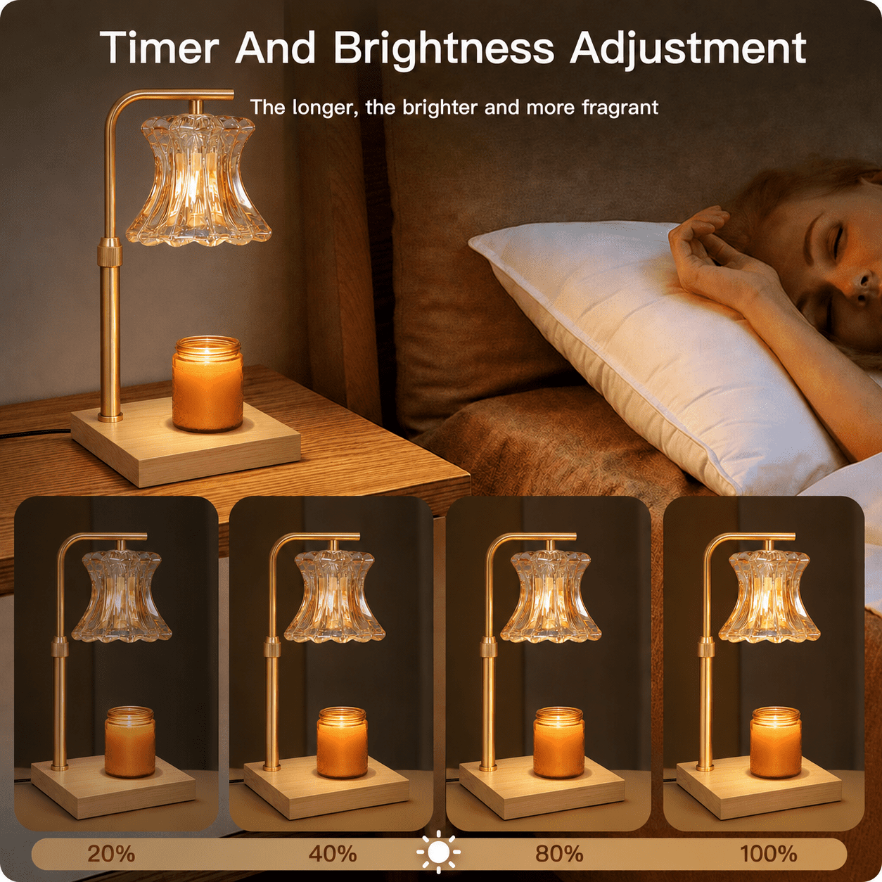 MEHOOM Vintage Flower Candle Warmer Lamp, with Dimmer and Timer