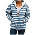 thumbnail image 4 of larppty Women's Striped Full Zip Hoodies Oversized Sweatshirts Long Sleeve Trendy Fall Fashion Hoodies Jacket Tops with Pocket (Blue, S), 4 of 9