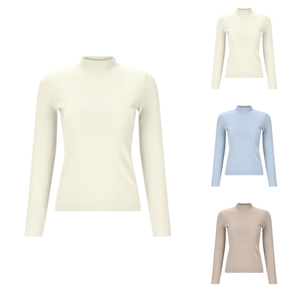 Women Sweaters, Half Turtleneck Sweaters for Women, Autumn Winter Layering Top, Fashion Pullover