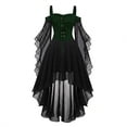 thumbnail image 4 of Witch Costume Women Halloween Dresses Adult Renaissance Medieval Vampire Butterfly Sleeve Mesh Gothic Outfits, 4 of 7