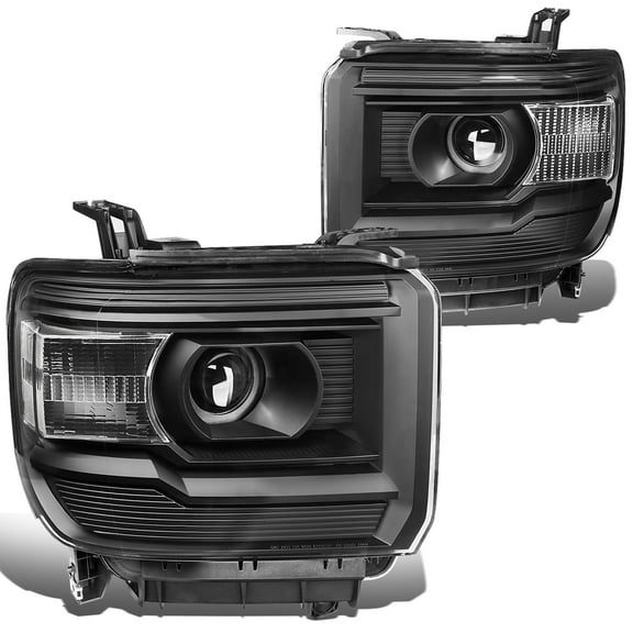 DNA Motoring HL-OH-GMCS14-BK-CL1 For 2014 to 2017 GMC Sierra 1500 2500HD 3500HD Pair Projector Headlight Black Housing Clear Corner Headlamp 3rd Gen 15 16 Left   Right