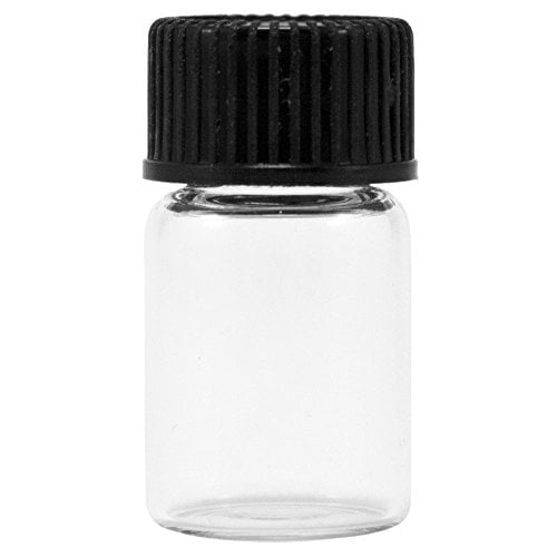 CASE OF 144 GLASS VIALS 1/2 DRAM (1/16 OZ.) CLEAR WITH SCREW CAPS