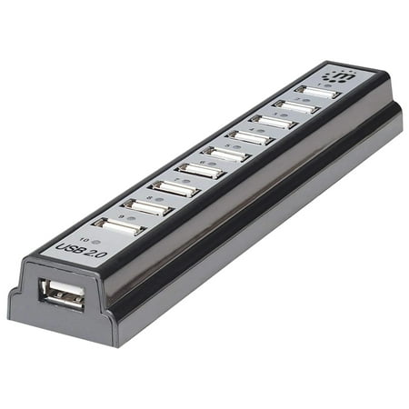 UPC: 0766623161572 | Manhattan 10-port Hi-speed USB 2.0 Desktop Hub with 5 V / 2 A Power Adapter