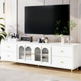thumbnail image 2 of 70.9'' Tv Stand For 75-inch Tvs, White , Glass Door, 4 Drawers, 2 Cabinets, Metal Legs & Handles Enticing Captivating, 2 of 6