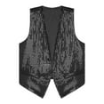 thumbnail image 5 of YONGHS Mens Sequins Vest Jacket Formal Business Wedding Slim Fit Tuxedo Waistcoat Black 3XL, 5 of 7