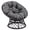 Black Rattan Grey Cushion, variant on LOGYAT Wicker Papasan Circle Chair, 360° Swivel Chair, 37" Living Room Chair, Indoor Outdoor Rattan Chair with Thick Cushion, Ideal for Teenagers,Black Rattan with Dark Grey Cushion