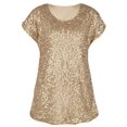thumbnail image 3 of PrettyGuide Women's Sequin Top Shimmer Glitter Loose Bat Sleeve Party Tunic Tops, 3 of 7