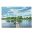 thumbnail image 1 of Landscape Cutting Board, Photo Taken from a Wooden Dock Towards the Sea and Forest Sky Calm Lake Print, Decorative Tempered Glass Cutting and Serving Board, Large Size, Multicolor, by Ambesonne, 1 of 1