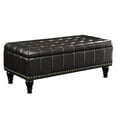 thumbnail image 1 of Pouf de Rangement Carré Caldwell en Cuir Expresso avec Clous, 1 of 3