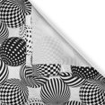 thumbnail image 6 of Ambesonne Geometric Valance & Curtain, 3D Checkered Ball Print, 55"x24", White and Charcoal Grey, 6 of 7