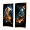 thumbnail image 3 of Designart "Celestial Worlds II" Galaxies Framed Wall Art Set Of 2 - Teal Fantasy Gallery Wall Frame Set For Home Decor, 3 of 6