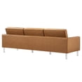 thumbnail image 4 of Modway Loft Tufted Vegan Leather Upholstered 3-Piece Living Room Furniture Set in Silver Tan, 4 of 12