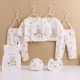 thumbnail image 2 of CAUYDY Infant Boys Going Home Outfits Baby Girls Sleepwear Preemie Clothing 2 Long Sleeve Top & 2 Pants & Warm Hat & Bib & Bellyband 7PCS Cute Set Fall Sizes 0-3 Months,White, 2 of 5