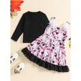 thumbnail image 3 of Suealasg 2Pcs Toddler Baby Girl Halloween Clothes Set 6M 1T 2T 3T 4T Long Sleeve Romper Shirt and Ghost Print Suspender Skirt Little Girl Halloween Outfits, 3 of 7