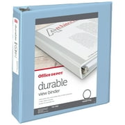 Office Depot Brand 3-Ring Durable View Binder, 2" Round Rings, 49% Recycled, Baby Blue