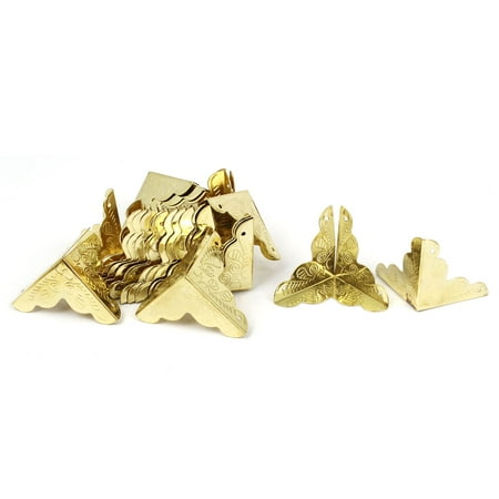 Wooden Jewelry Box Chest Corner Cover Protectors Gold Tone 25x25x25mm 25pcs
