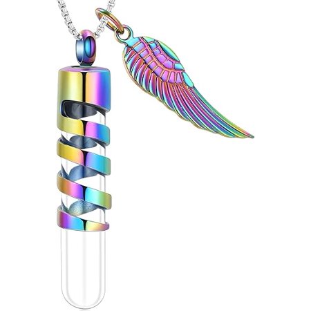 Clear Glass Tube Cremation Urn Necklace for Ashes Women Men Glass Vial Urn Pendant Keepsake Memorial Jewelry