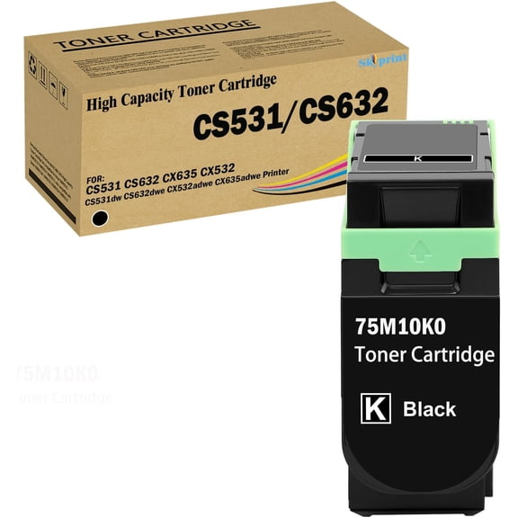1 Pack 75M10K0 High Yield Black Toner Cartridge Compatible with Lexmark CS531dw CS632dwe CX532adwe CX635adwe Color Laser Printers