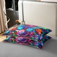 thumbnail image 4 of Erosebridal Housse de Couette en Coton 100 % Motif Papillons Néon Format Grand Lit, Ensembles de Literie Roses Colorées Format Grand Lit, Décor Romantique, Réversible 3 Pcs (Sans Couette), 4 of 8