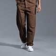 thumbnail image 3 of Pantalones largos y pantalones de lino para hombre, pantalones casuales de lino de gran tamaño, sueltos y rectos, pantalones para hombre., 3 of 5
