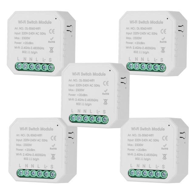 5PCS Tuya MINI DIY One Way Smart Switch Small Body APP Remote Control WiFi Switch Timer Light Switch Compatible With Google Home/Nest & Alexa