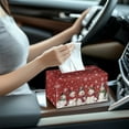 thumbnail image 6 of POLERO Tissue Box Cover PU Leather Car Tissue Holder Rectangular Waterproof Facial Paper Organizer Dispenser for Bathroom, Vanity Countertop, Tabletop, Christmas Snowmen, 6 of 7