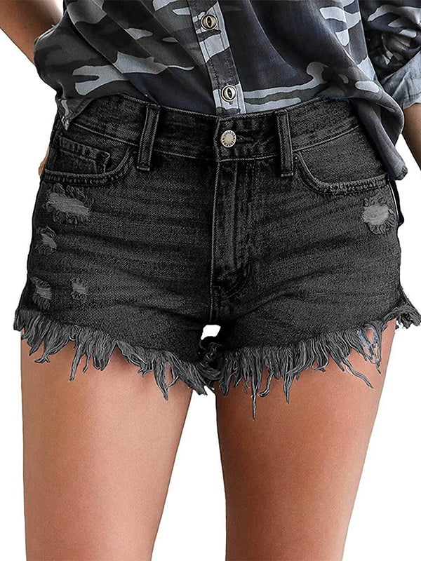 stretchy ripped jean shorts